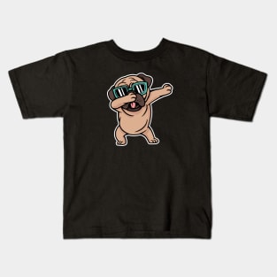 Cool Dabbing Fawn Pug with Sunglasses Kids T-Shirt